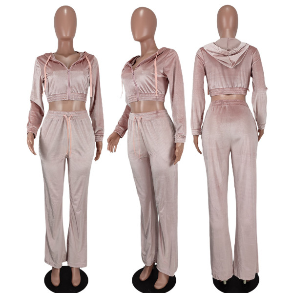 Solid fashion casual sports suit two-piece