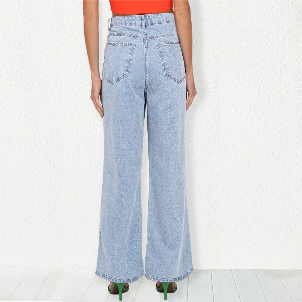 Slim Slim Slit Leg Women's Denim Straight Leg Pants