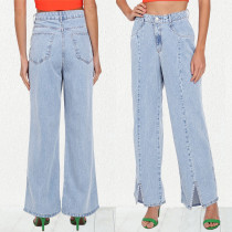 Slim Slim Slit Leg Women's Denim Straight Leg Pants Slim Slim Slit Leg Women's Denim Straight Leg Pants