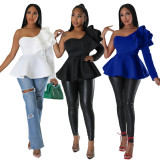 Sexy pullover off collar slim ruffle dress