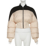 Women's fashion stand collar thickened short loose cotton coat