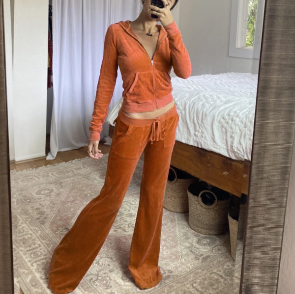 Solid velvet slim fit sports high waist slim lace up micro pull pants