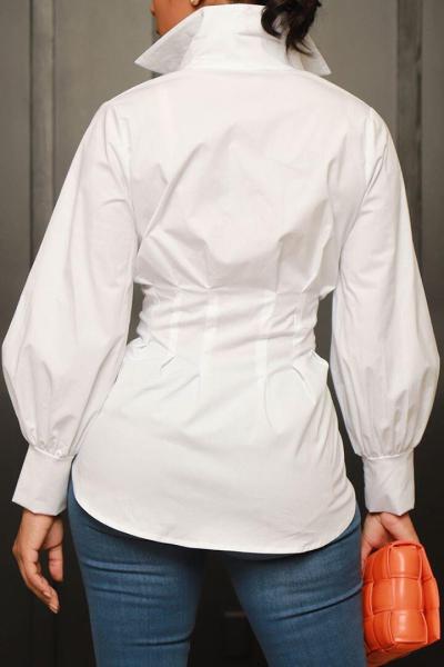 Sexy slim suit button cardigan white shirt top