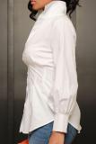 Sexy slim suit button cardigan white shirt top