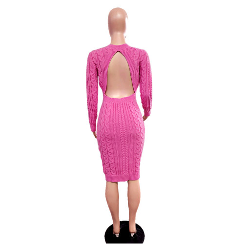 Solid sexy fashion women's sweater dress