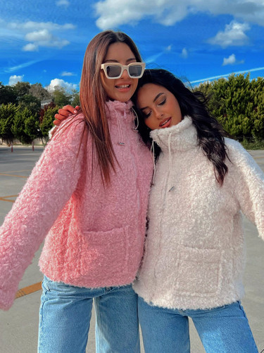 Stand collar long sleeve down warm coat