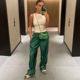 Fashion street loose drawstring color ding skin friendly casual trousers