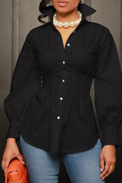 Sexy slim suit button cardigan white shirt top