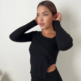 Pit stripe solid diagonal collar long sleeve slim irregular blouse