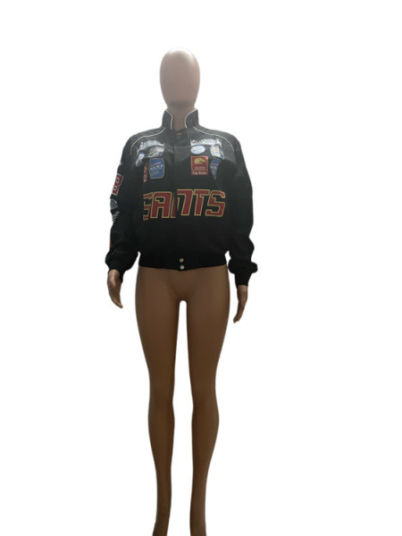 Motorcycle print casual fashion long sleeve jacket coat