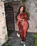 Women's sexy fashion color matching camouflage printed casual wide leg pants two-piece set