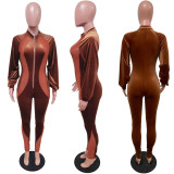 Women's fashion casual sexy solid screen lantern sleeve tights