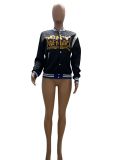 Printed letters anime baseball jacket casual jacket