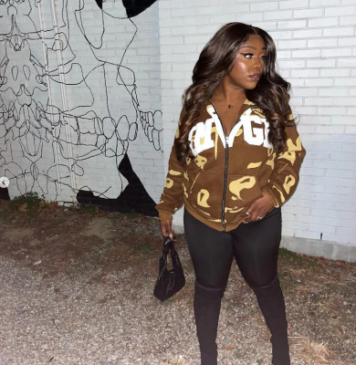 Coffee color jigsaw embroidered jacket jacket women's casual baseball jacket