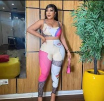 Women's fashion casual printing sleeveless two-piece set Women's fashion casual printing sleeveless two-piece set