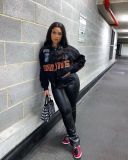 Motorcycle print casual fashion long sleeve jacket coat