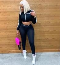 Fashion Sports Casual Print Letter Long Sleeve Cardigan Set Fashion Sports Casual Print Letter Long Sleeve Cardigan Set