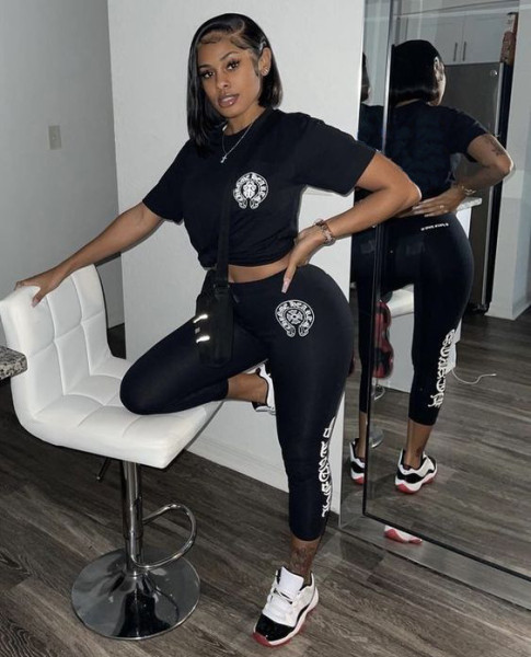 Fashion fashion casual printed trousers suit