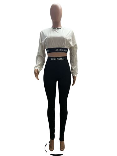 Women's fashion letter printing two-piece casual long sleeve suit