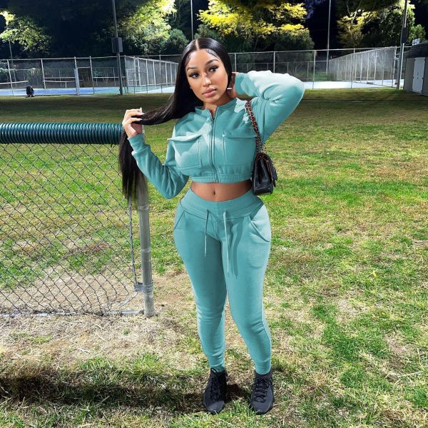 Solid zipper flap pocket bodysuit two piece suit