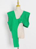 Loose single breasted shirt+irregular detachable vest