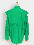 Loose single breasted shirt+irregular detachable vest