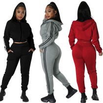 Fashion casual hoodie suit solid two-piece set Fashion casual hoodie suit solid two-piece set