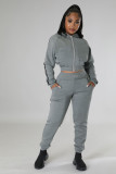 Fashion casual hoodie suit solid two-piece set