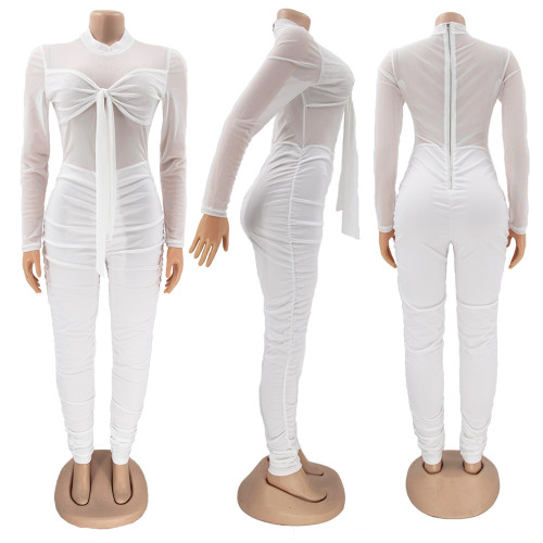 Sexy mesh women's one-piece trousers