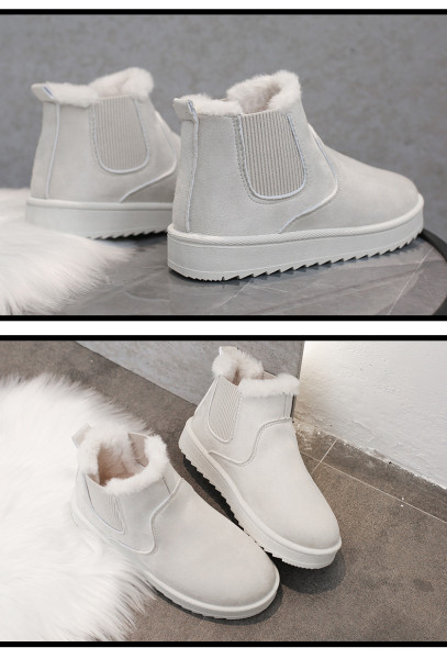 Solid elastic belt flat bottom short pile snow boots