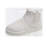 Solid elastic belt flat bottom short pile snow boots