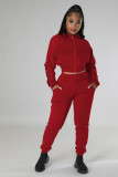 Fashion casual hoodie suit solid two-piece set