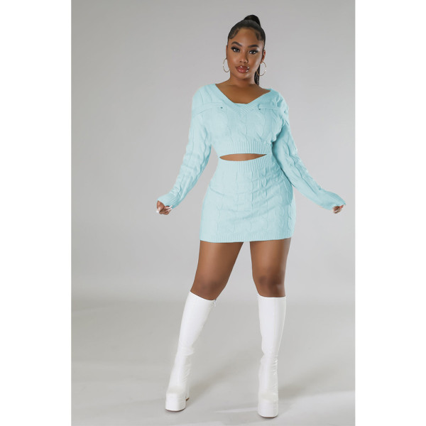 Sexy open navel bag hip fashion sweater knitted dress