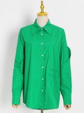 Loose single breasted shirt+irregular detachable vest