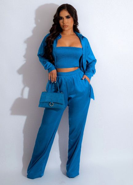 Fashion solid color leisure three piece set