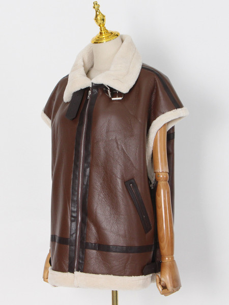 Lapel Sleeveless Zip Splice Vest