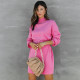 Women's high collar belt loose dress sweater