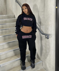 Women's letter printing thickened casual sports suit