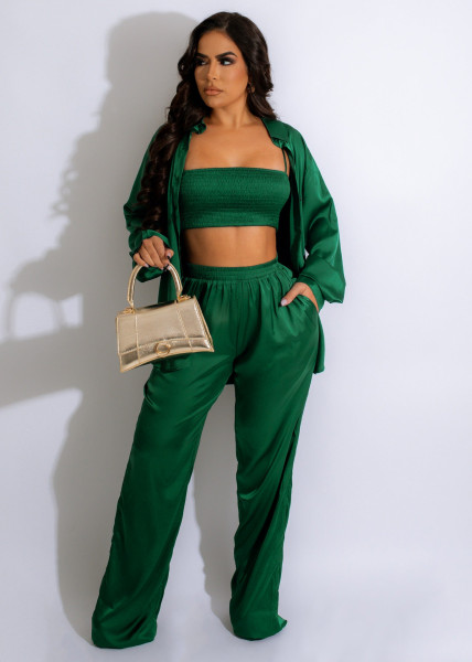 Fashion solid color leisure three piece set