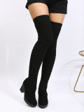 Oversized women's shoes fly woven high tube winter warm knitted fashion boots and socks