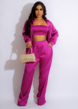 Fashion solid color leisure three piece set