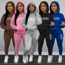 Fashion casual plush sweater two-piece hoodie sports suit Fashion casual plush sweater two-piece hoodie sports suit