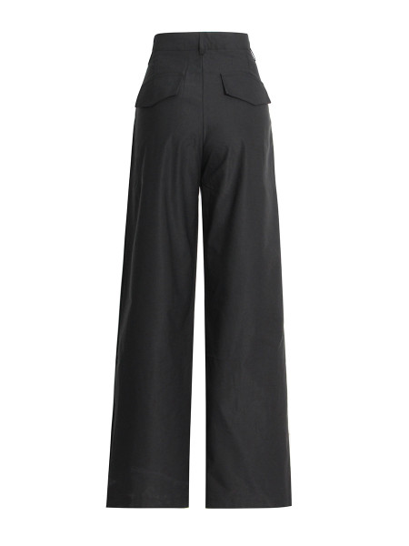 High waist slim straight trousers