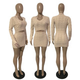 Sexy open navel bag hip fashion sweater knitted dress