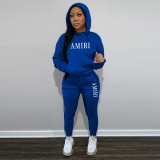 Fashion casual plush sweater two-piece hoodie sports suit