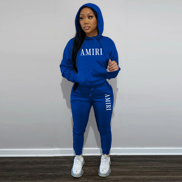 Fashion casual plush sweater two-piece hoodie sports suit