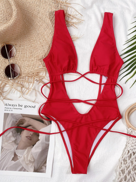 One piece bikini hollow strap one piece swimsuit