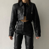 Chaopai Spice Girl Street Handsome Stylish Motorcycle Style Short Leather Jacket