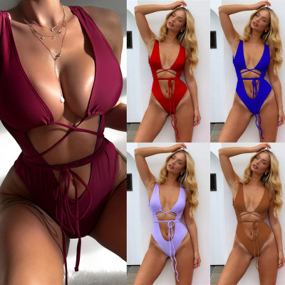 One piece bikini hollow strap one piece swimsuit