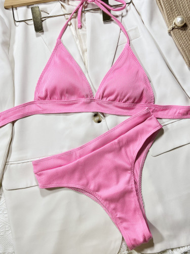Women's sexy split swimsuit special fabric high waist bikini